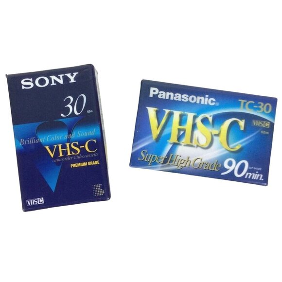 Sony Panasonic TC-30 VHS-C Camcorder Videocassette Tapes 90 Min Lot Of 2 Sealed - Picture 1 of 8